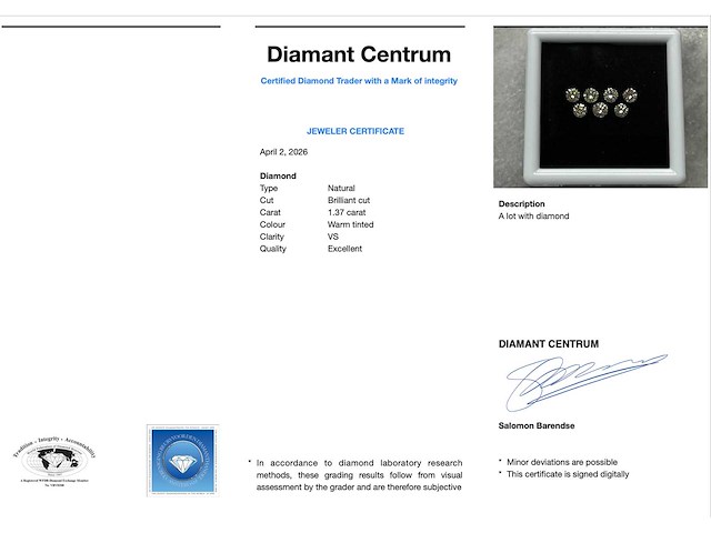 Diamant 1.37 ct - afbeelding 3 van  3