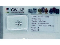Diamant 1,40 crt. naturel kleur d - afbeelding 1 van  5
