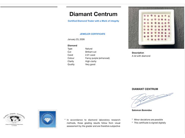 Diamant 2.01 carat natuurlijke briljant geslepen diamant - afbeelding 3 van  3