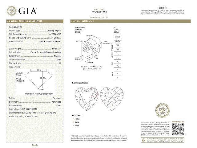 Diamant 3.02 ct hart vorm geslepen los - afbeelding 4 van  5