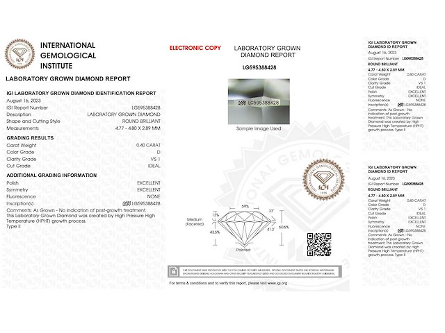 Diamant briljant 0.40 ct - afbeelding 3 van  4