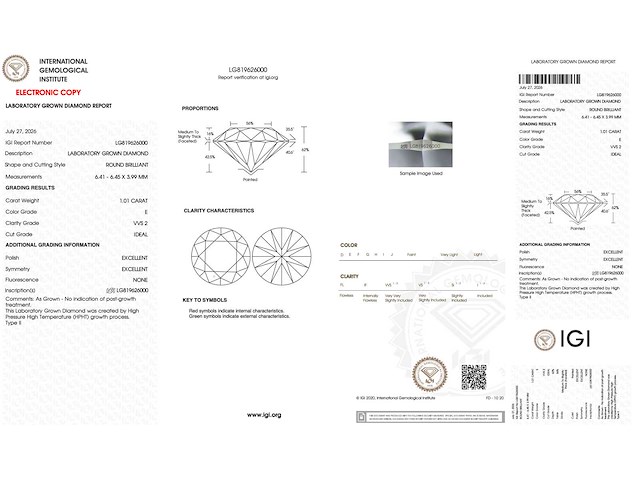 Diamant briljant 1.01 ct - afbeelding 4 van  4