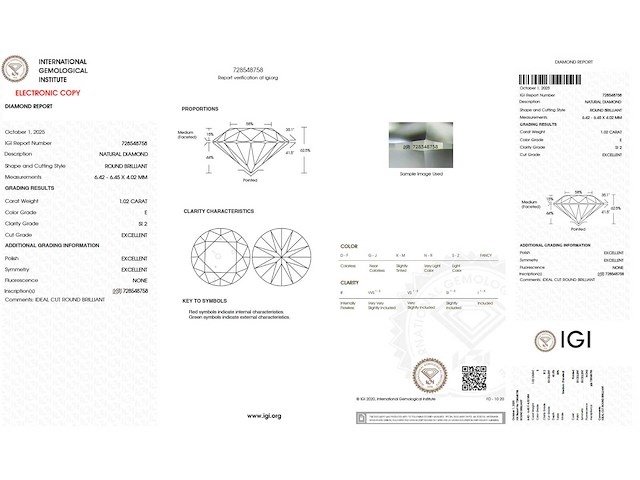Diamant briljant 1.02 ct - afbeelding 3 van  4