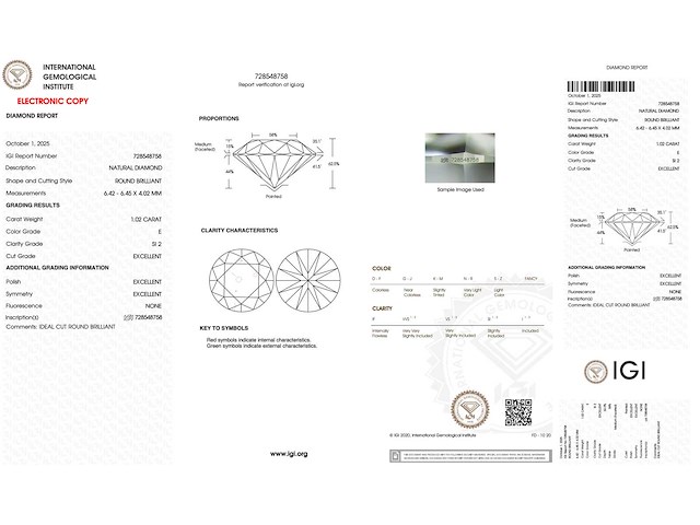 Diamant briljant 1.02 ct - afbeelding 4 van  4