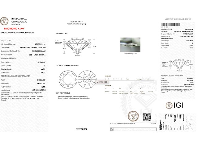 Diamant briljant 1.02 ct - afbeelding 3 van  4
