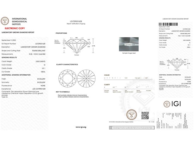 Diamant briljant 3.00 ct - afbeelding 4 van  4