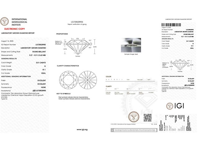 Diamant briljant 3.01 ct - afbeelding 3 van  4