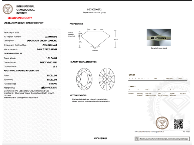Diamant exclusive - 1.06ct (igi gecertificeerd), fancy vivid pink - afbeelding 4 van  5