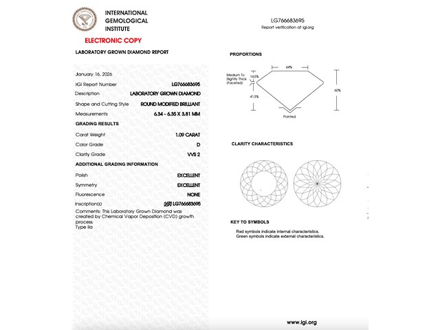 Diamant | exclusive portuguese cut | 1.09ct ( igi gecertificeerd ) - afbeelding 4 van  4