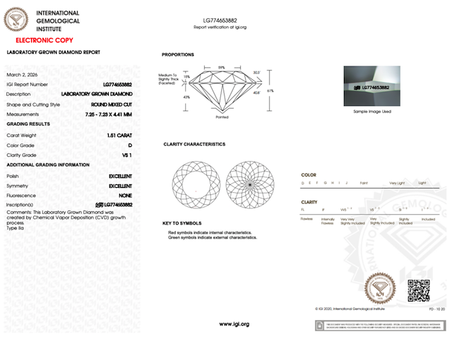 Diamant | exclusive portuguese cut | 1.51ct (igi gecertificeerd) - afbeelding 5 van  6