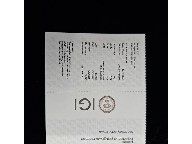 Diamant | fancy vivid pink | 2.02ct ( igi gecertificeerd ) - afbeelding 2 van  10