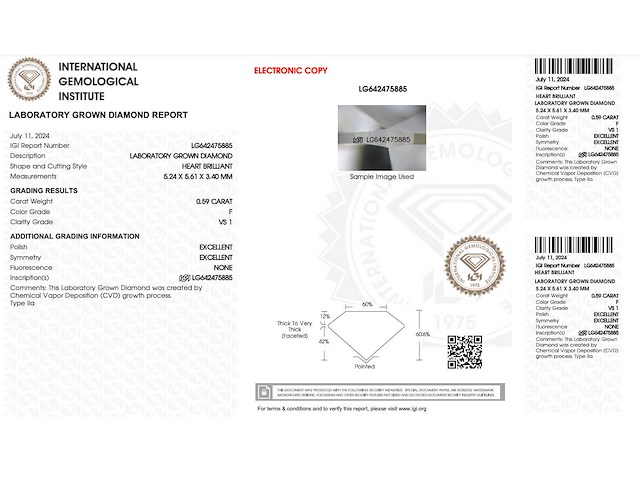 Diamant hart 0.59 ct - afbeelding 3 van  3