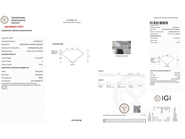 Diamant marquise 1.10 ct - afbeelding 4 van  4