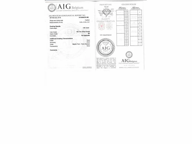Diamant oranje 0.82 ct - afbeelding 4 van  4