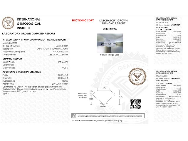 Diamant ovaal 0.90 ct - afbeelding 3 van  3