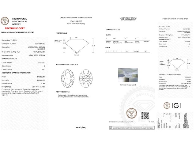 Diamant ovaal 1.01 ct - afbeelding 5 van  5