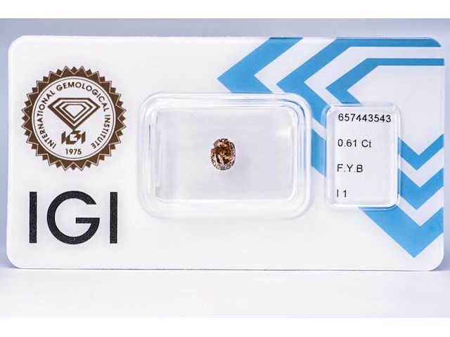 Diamant | ovaal fancy geelbruin| 0.61ct ( igi gecertificeerd ) - afbeelding 3 van  5