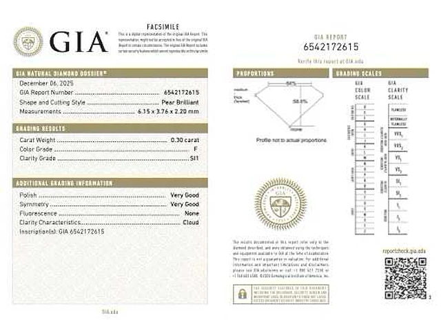 Diamant peer 0.30 ct gia - afbeelding 4 van  4