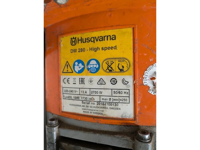 Diamantboormachine 250mm 230v ~ husqvarna, dm280, bouwjaar 2019 - afbeelding 7 van  7