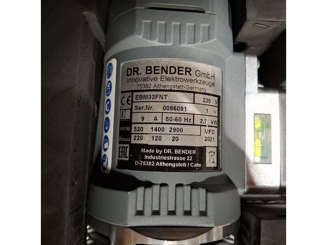 Diamantboormachine droog+ nat 230v / 2.2kw 20-200mm, dr. bender, ebm33fnt - afbeelding 5 van  7