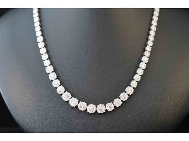 Diamanten collier met 800 briljant geslepen diamanten 12.00 carat - afbeelding 1 van  4