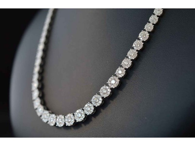 Diamanten collier met 800 briljant geslepen diamanten 12.00 carat - afbeelding 4 van  4
