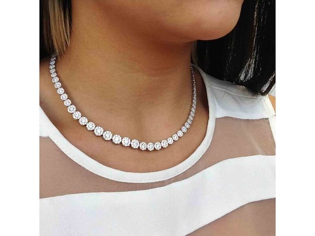 Diamanten collier met diamanten 7.50 carat oplopend in grootte - afbeelding 5 van  7