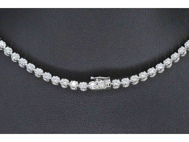 Diamanten tennis collier met 107 briljant geslepen diamanten - afbeelding 4 van  6