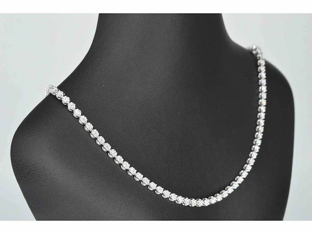 Diamanten tennis collier met 107 briljant geslepen diamanten - afbeelding 2 van  6