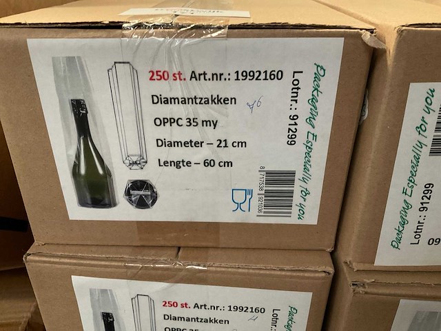 Diamantzakken diameter 21cm-lengte 60cm (3000x) - afbeelding 1 van  1