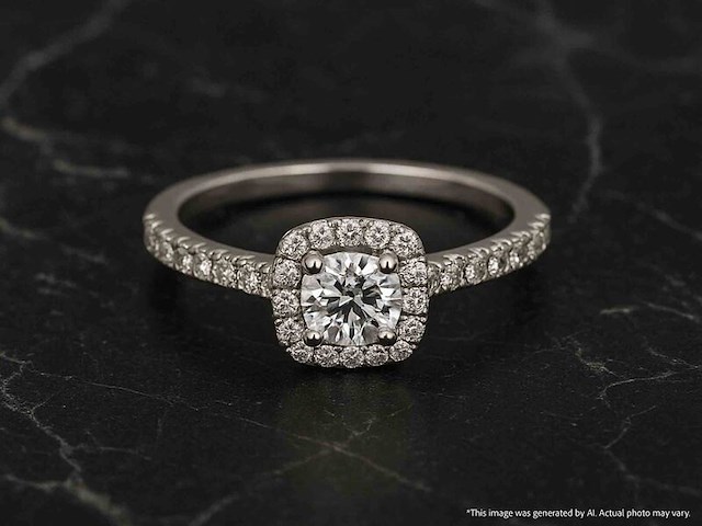 Diamond point - witgouden hearts & arrows diamanten ring. - afbeelding 2 van  12