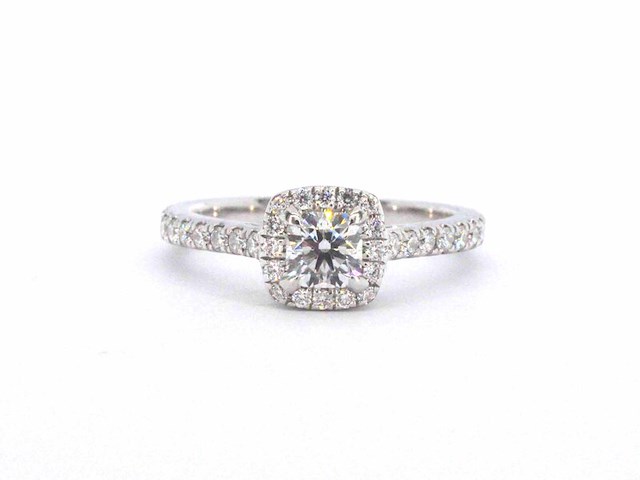 Diamond point - witgouden hearts & arrows diamanten ring. - afbeelding 1 van  12