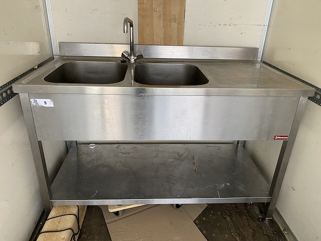 Diamond roestvrijstalen spoeltafel voorzien van 2 spoelbakken - afbeelding 1 van  5