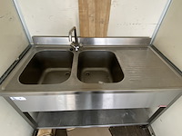 Diamond roestvrijstalen spoeltafel voorzien van 2 spoelbakken - afbeelding 2 van  5