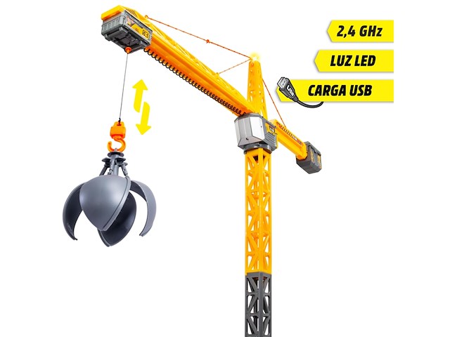 Dickie 203729025 titanium radiokraan met radiobediening, 150 cm, 360 draaibaar, met licht en usb - afbeelding 3 van  4