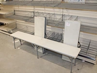Die inklapbare campingbankjes. totale breedte uitgeklapt 183 cm