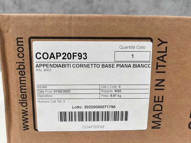 Diemmebi - aluminium cornetto - design kapstok wit - ongebruikt - afbeelding 5 van  5