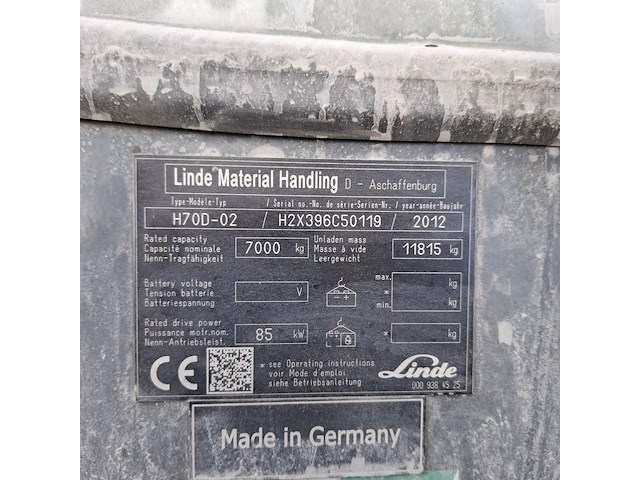 Diesel heftruck, linde, h70d-02, 2012 - afbeelding 3 van  31