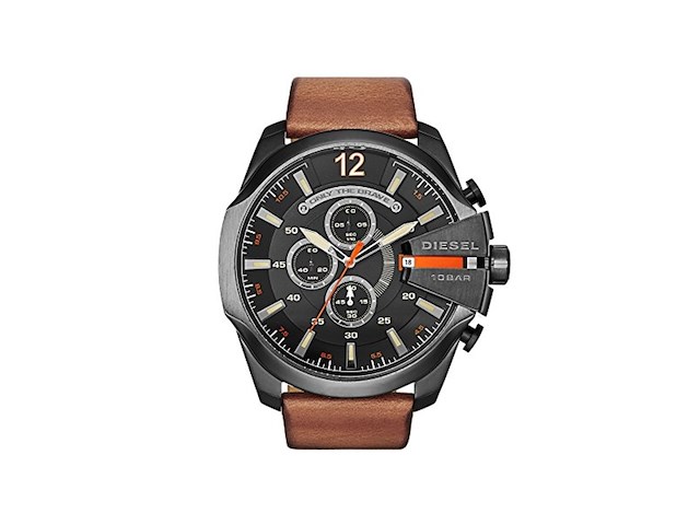 Diesel mega chief chronograaf horloge van bruin leer - afbeelding 1 van  1
