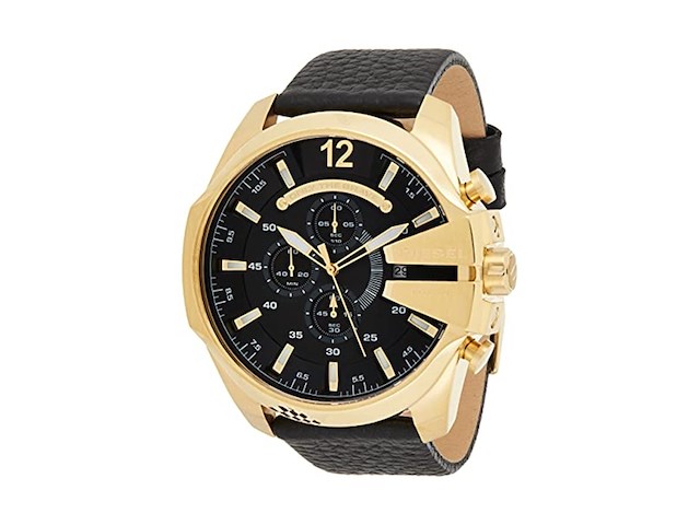 Diesel mega chief chronograph zwart leren horloge - afbeelding 2 van  2