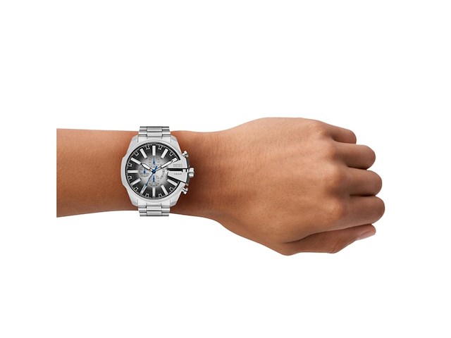 Diesel mega chief slim heren horloge 48 mm zilverkleurig - afbeelding 4 van  4