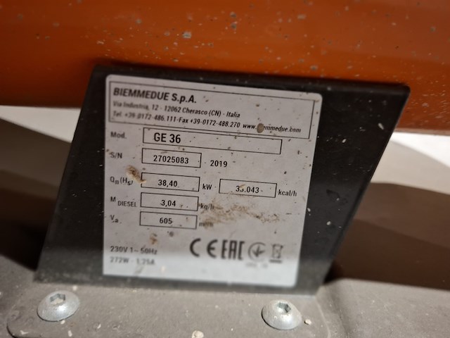 Dieselheater 36kw 230v, biemmedue, ge36, 2019 - afbeelding 6 van  6
