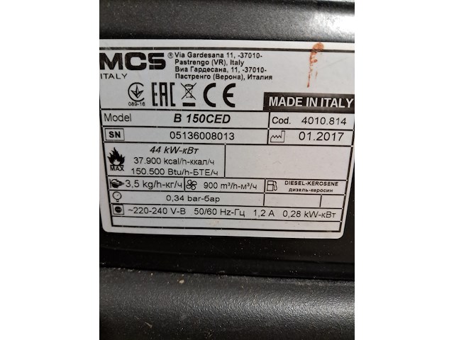 Dieselheater 36kw 230v master, b150ced, bouwjaar 2017 - afbeelding 6 van  7