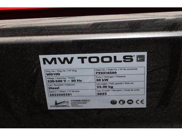 Dieselheater mw tools wd 100 30kw. bouwjaar 2020. - afbeelding 2 van  4