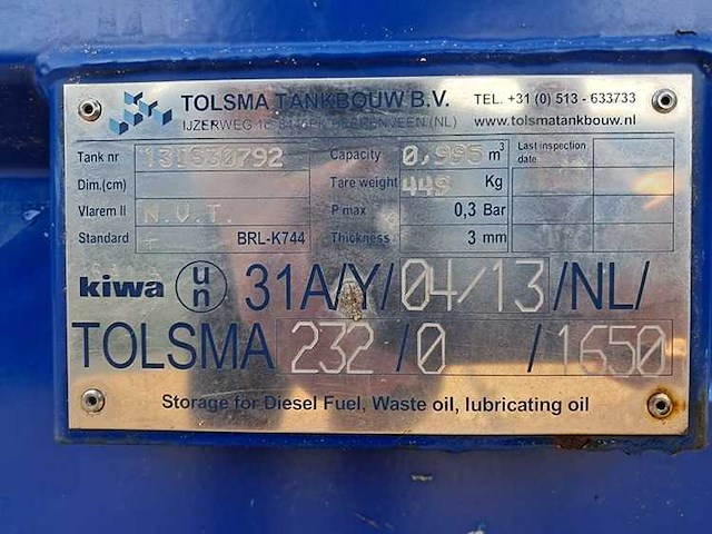 Dieseltank - brl-k744 - 0,995m3 - afbeelding 7 van  7