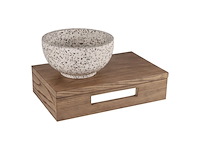 Differnz fonteinplank 40x25x10cm rechthoek met handdoekhouder bruin eiken - afbeelding 2 van  4