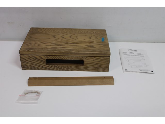 Differnz fonteinplank 40x25x10cm rechthoek met handdoekhouder bruin eiken - afbeelding 3 van  4