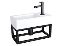 Differnz ravo fonteinset wasbak keramiek wit rechte kraan mat zwart met handdoekrek zwart - afbeelding 1 van  4