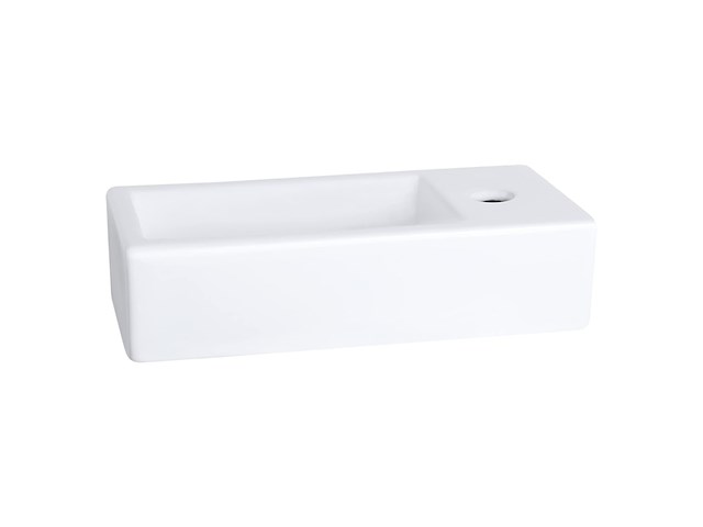 Differnz ravo fonteinset wasbak keramiek wit rechte kraan mat zwart met handdoekrek zwart - afbeelding 2 van  4