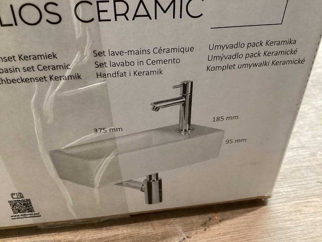 Differnz wasbak helios wit keramiek, complete set - afbeelding 3 van  4